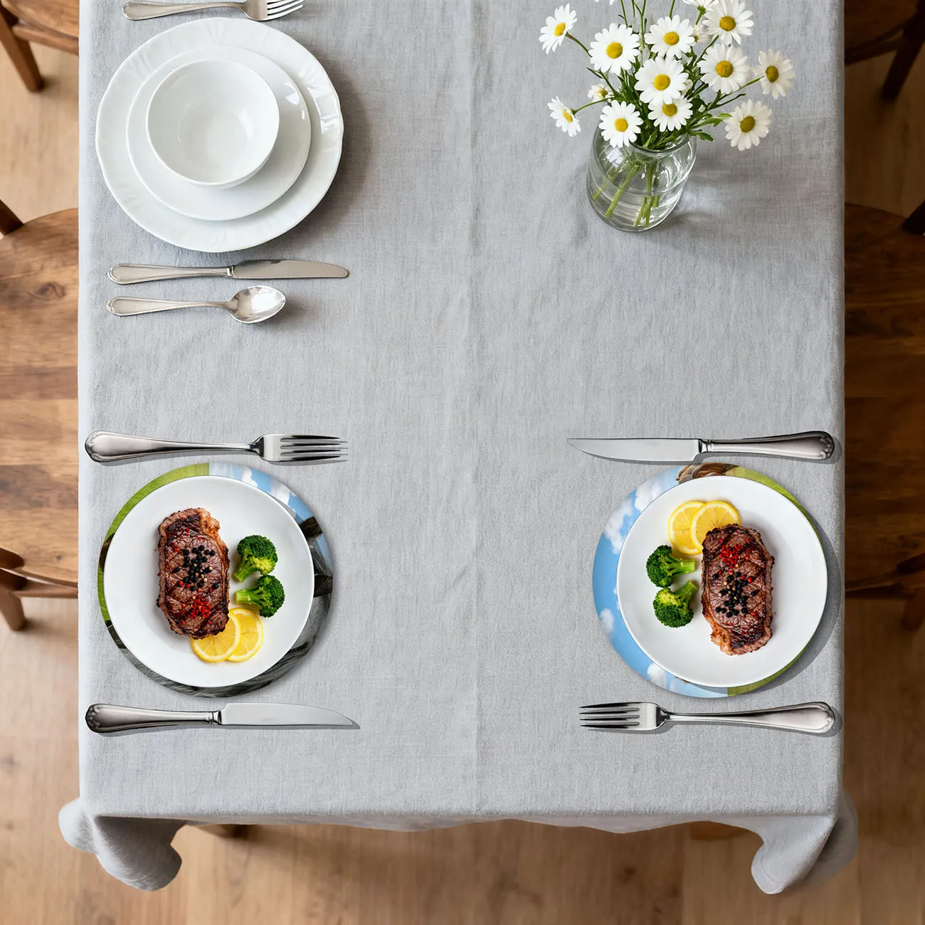 4-piece set - wooden placemat, anti slip and heat-resistant, desktop protection, dining table decoration, restaurant gift
