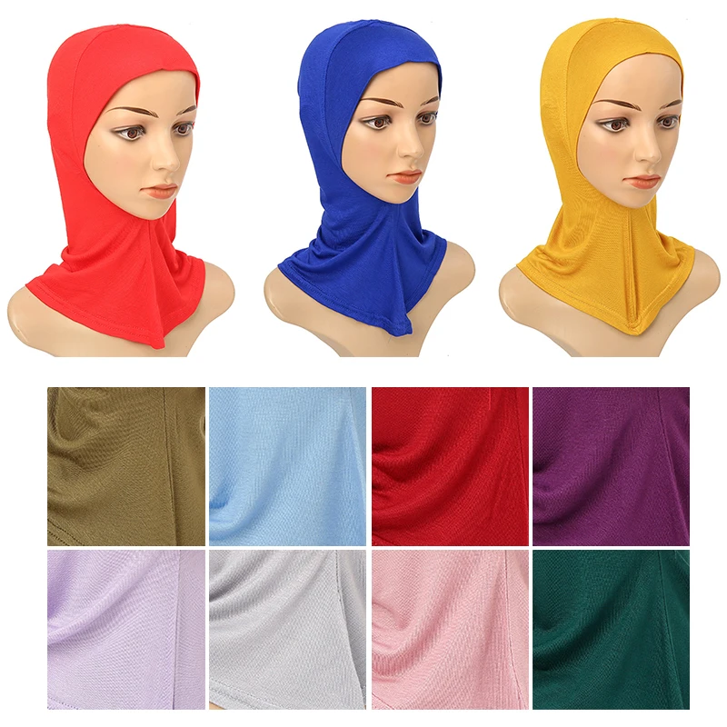 Turbante musulmán de algodón para mujer, gorros islámicos de cobertura completa, Hijab interno, pañuelo para la cabeza, chal largo, envoltura para