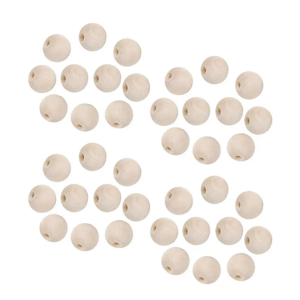 600Pcs Smooth Wooden Beads Mini Hole Round Beads for DIY Jewelry Crafting Necklace Bracelet Pendant Door Window Decor 8Mm Light
