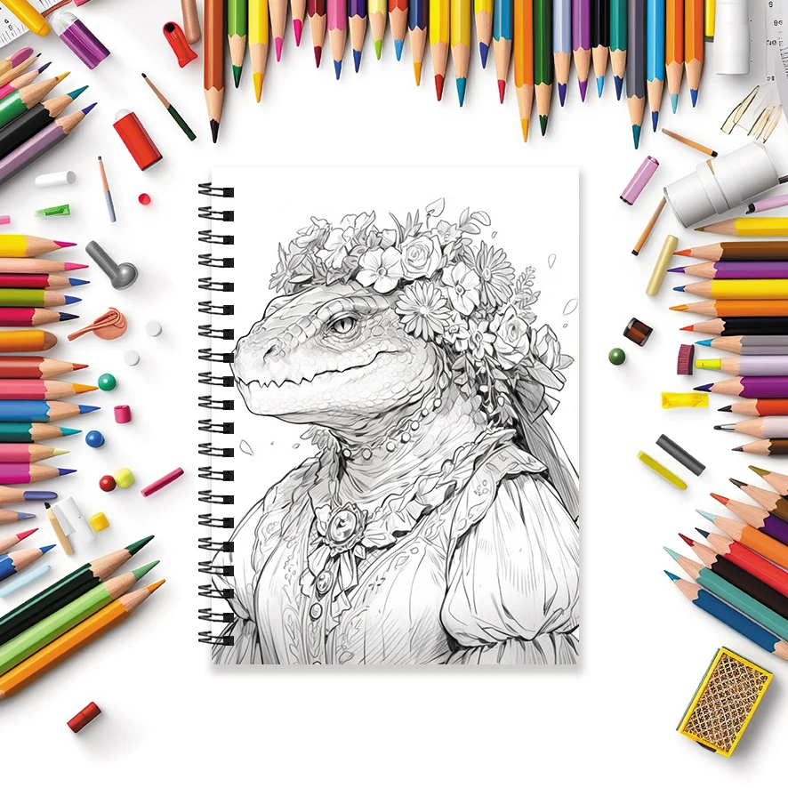 Adult Coloring Book - 8.3x 11.2 Inch 32 Pages Lizard Man Coloring Book - Helps Reduce Stress and Ease Emotions
