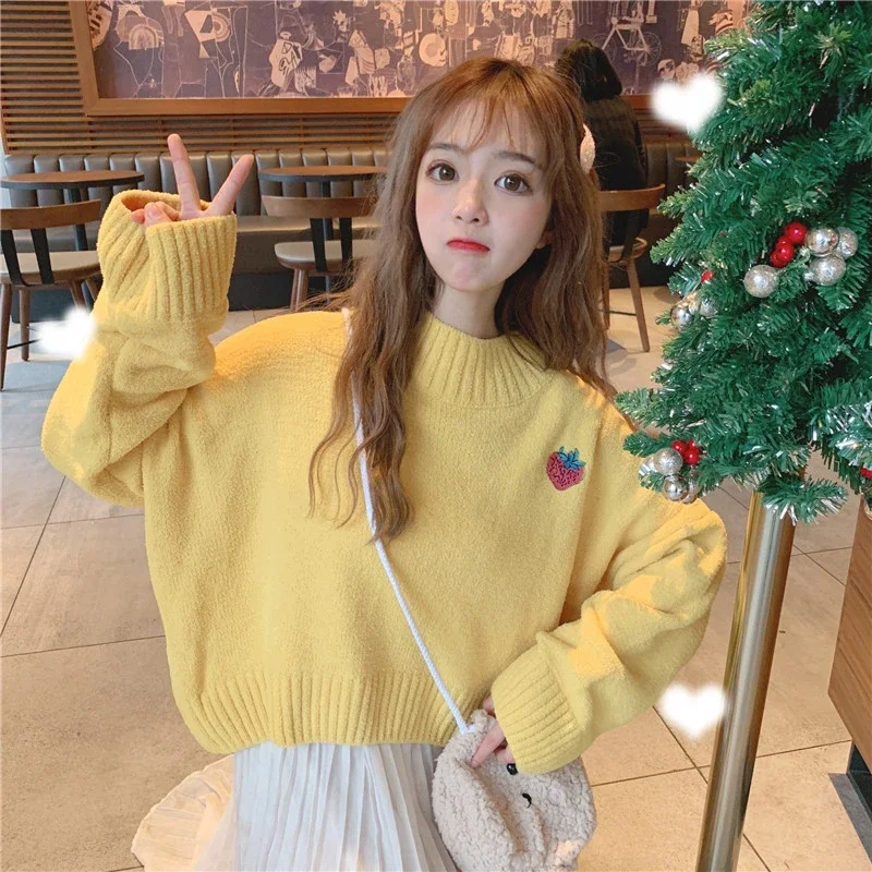 Loose Sweaters Women Lovely Languid Autumn Winter Sweet Japanese Peppy Style Schoolgirls Fashion Leisure Tender Normcore Stylish