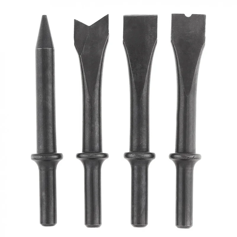 HITL 4Pcs/Lot Accessories Hard Steel Solid Air Chisel Impact Head Support Pneumatic Tool for Cutting / Rusting Removal
