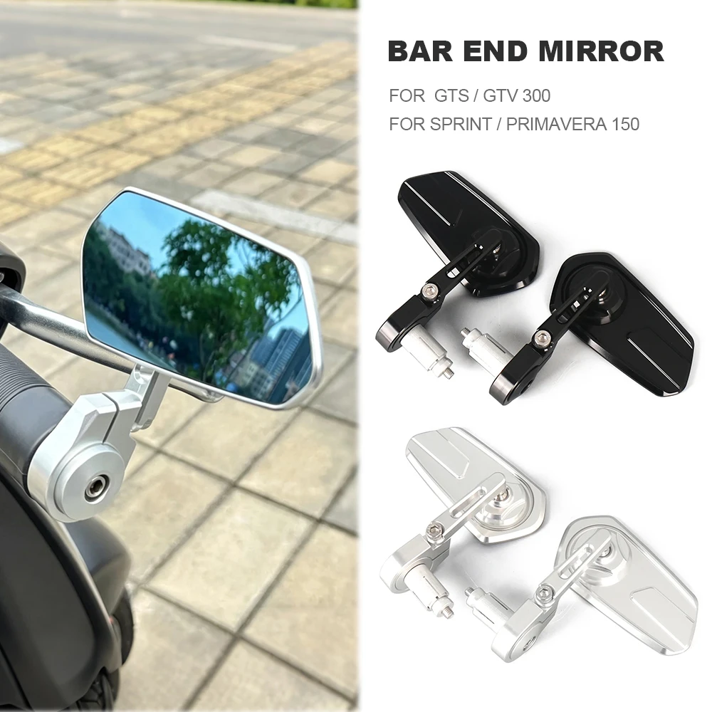 

Blue Glass Bar End Mirror Motorcycle Rearview Handlebar Mirrors For Vespa Sprint Primavera 150 GTV GTS 300 Scooter Accessories