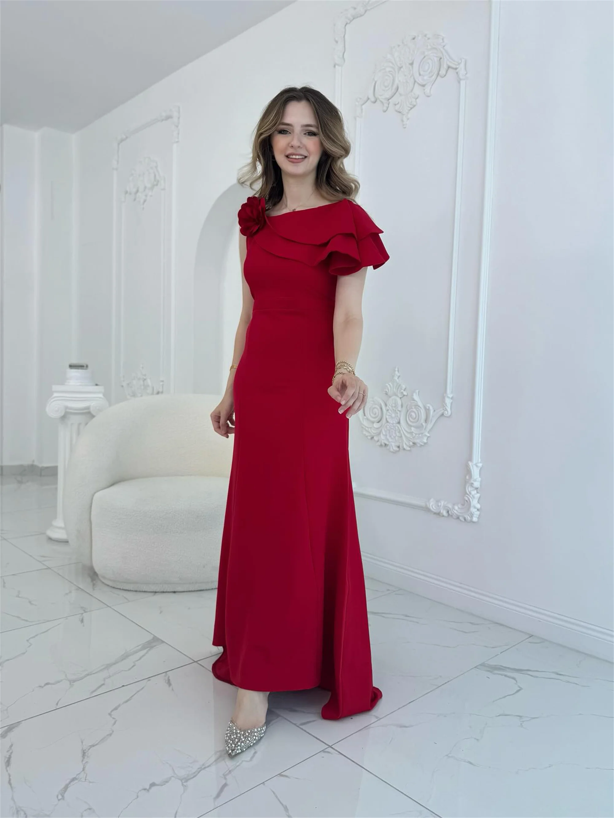 Vestidos de fiesta de alfombra roja Retro, vestido de fiesta de Gala ajustado clásico de alta calidad, vestido de noche de boda con flores, personalizado EVON BRIDAL