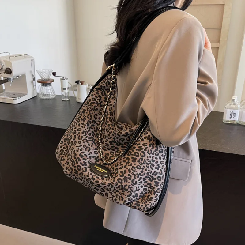 High Capacity PU Leather Leopard Print Backapack Shoulder Bag Lady Handbags And Purses Women 2024 Y2K Fashion Crossbody Bag