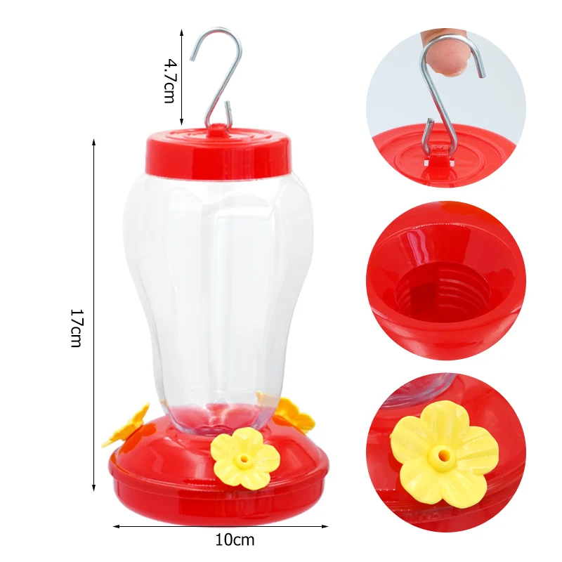 1pcs Plastics Hummingbird Feeder Bird Water Bottle Hanging Garden Outdoor Plastic Flower Iron Hook Bird Feeder