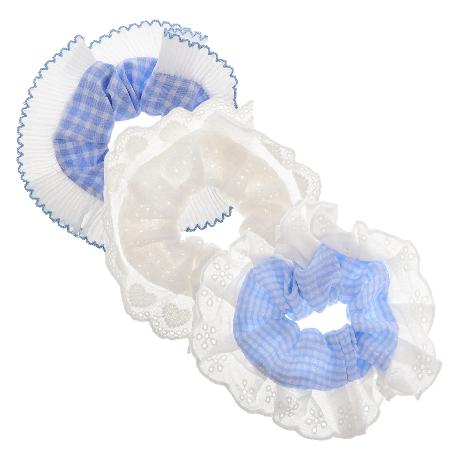 3Pcs Lace Checkered Scrunchies for Women Elegant Hair Accessories High Elasticity Cute Ties Festival Styling