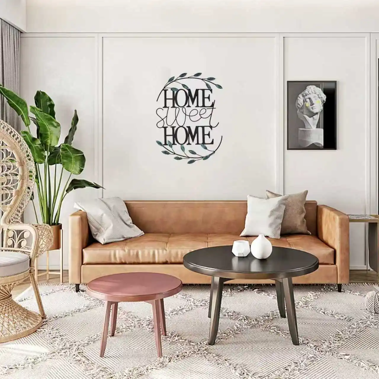 Sweet Home Welcome Campsite Sign Metal Wall Art with Leaf Wreath Rustic Farmhouse Wall Decor for Door Room Entryway Decoration