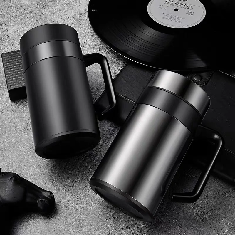 400ML 304 Stainless Steel Thermal Mug Thermos With Handle Lid Tea Filter Tea Tumber Office Water Cup Tea Insulated Cup