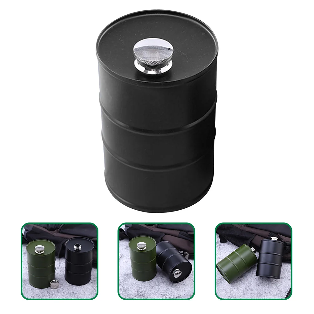 

Drum Shape Stainless Steel Liquor Flask Leak-Proof Container Portable Outdoor Camping Wine Canteen Hip Flask