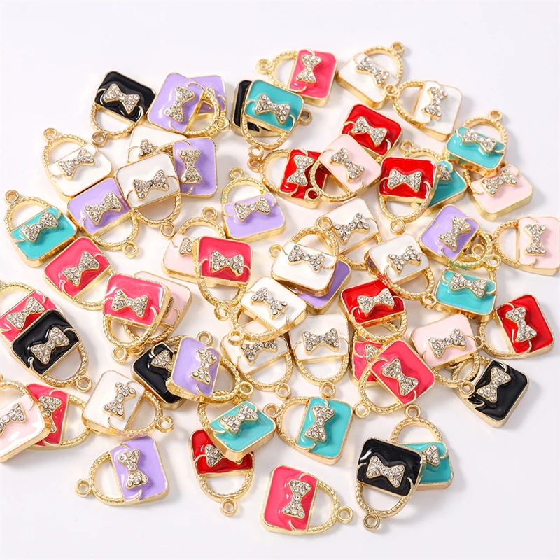 10 Stück 16x23mm Niedliche Bunte Emaille-Taschenanhänger für Ohrhänger, Halsketten, Armbänder, DIY Handgemachtes Schmuckzubehör – Detail 12