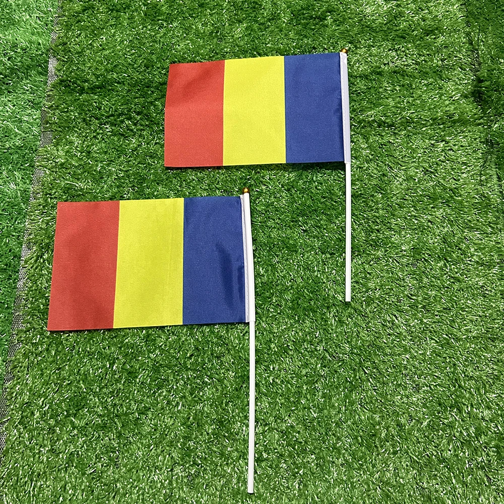 (SKY FLAG) Rumänische Handflagge 10/20/50/100 Stück 21*14cm Rumänische Handflaggen zum Schwenken mit Kunststoffstange für Sportaktivitäten und Heimdekoration – Detail 3
