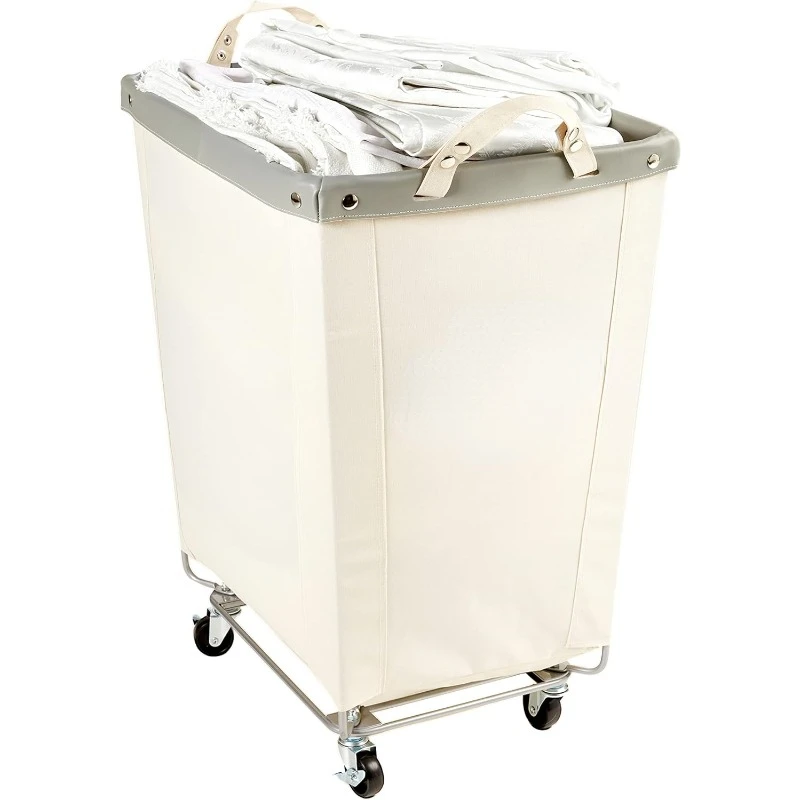 

Classics Large Commercial Heavy Duty Rolling Steel Frame Laundry Hamper Canvas Cart Bin, w/Wheels for Hotel, Home, Closet,