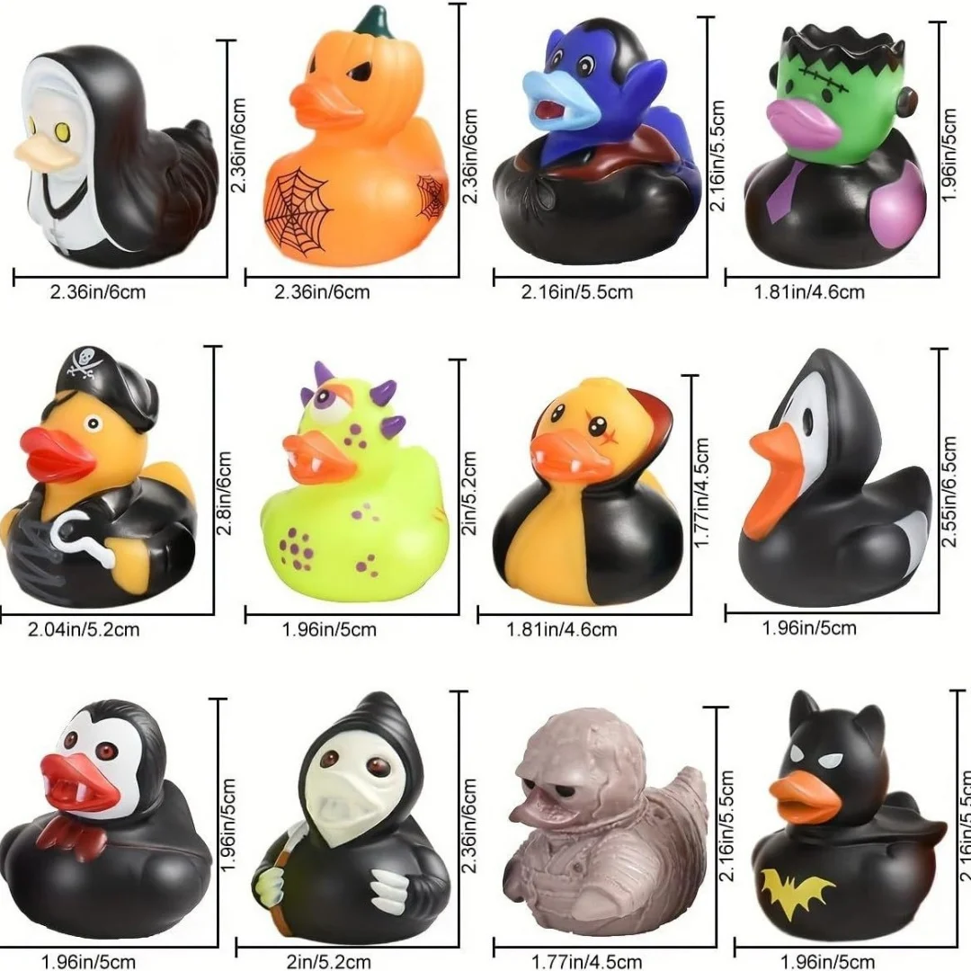 6/12/24 Pieces of Halloween Rubber Ducks, Halloween Character Set Rubber Ducks, Pumpkin Rubber Ducks, Christmas Decorations, Halloween Toys, Fun Rubber Toys for Children view 2