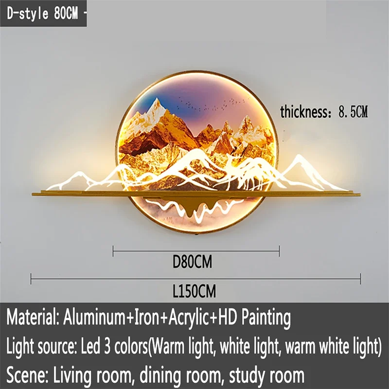 AOSONG Modern Picture Wall Light LED Chinese Creative Landscape Mural Lamp For Home Living Room Study Bedroom Decor Painting