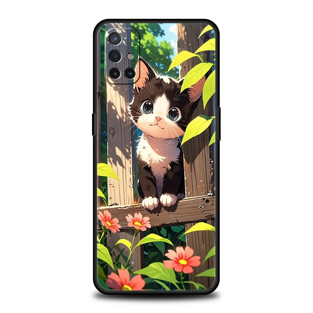 Simpatico cartone animato gatto cassa del telefono per OnePlus 13 12 11 10 9 8 7T Pro 13R 12R 10R 9RT 8T Nord N200 N30 2T CE 2 3 5G Lite copertura morbida