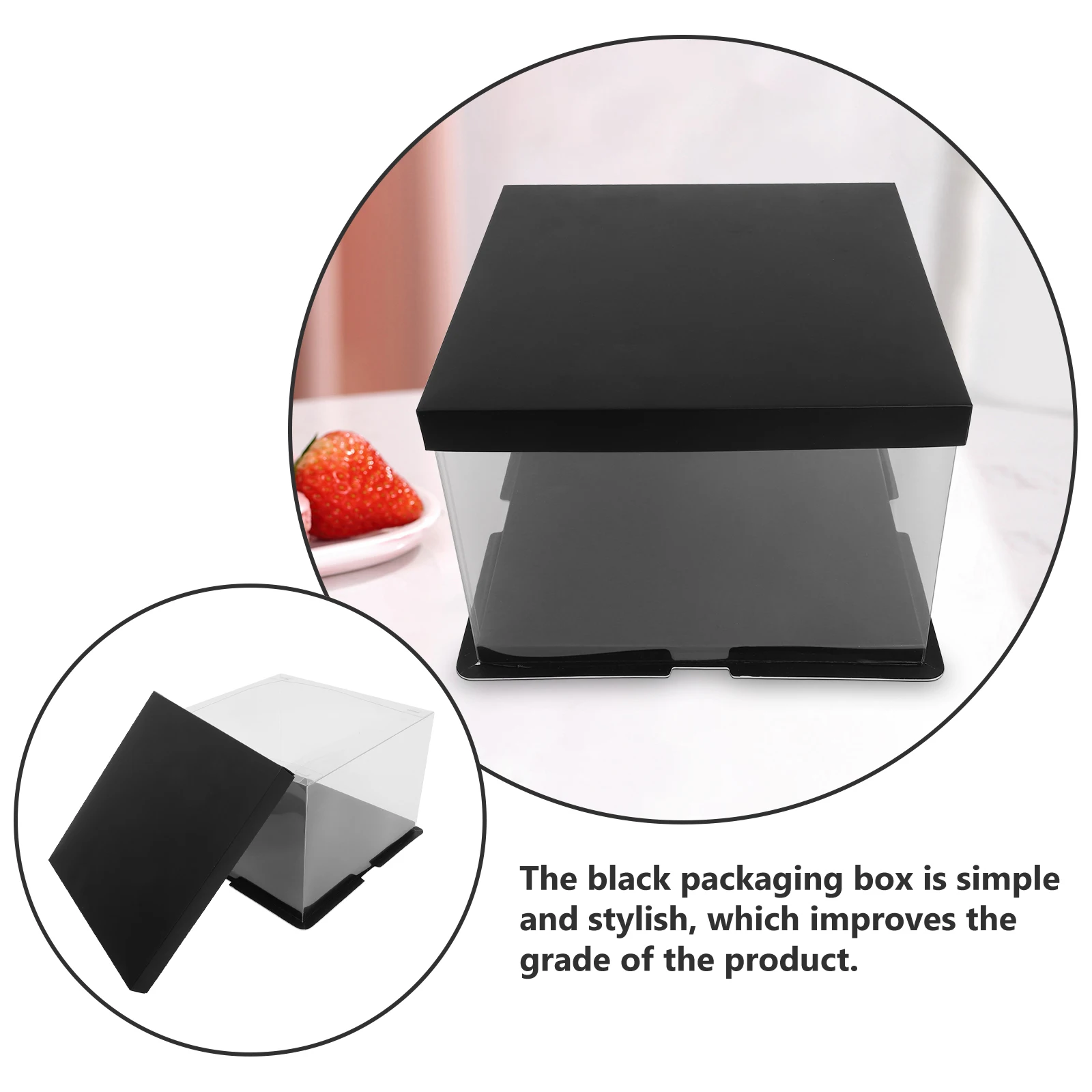 

Transparent Packaging Boxes Black Plastic Display Case Clear Cubes Gift Packing Solutions Cake Containers Versatile Design