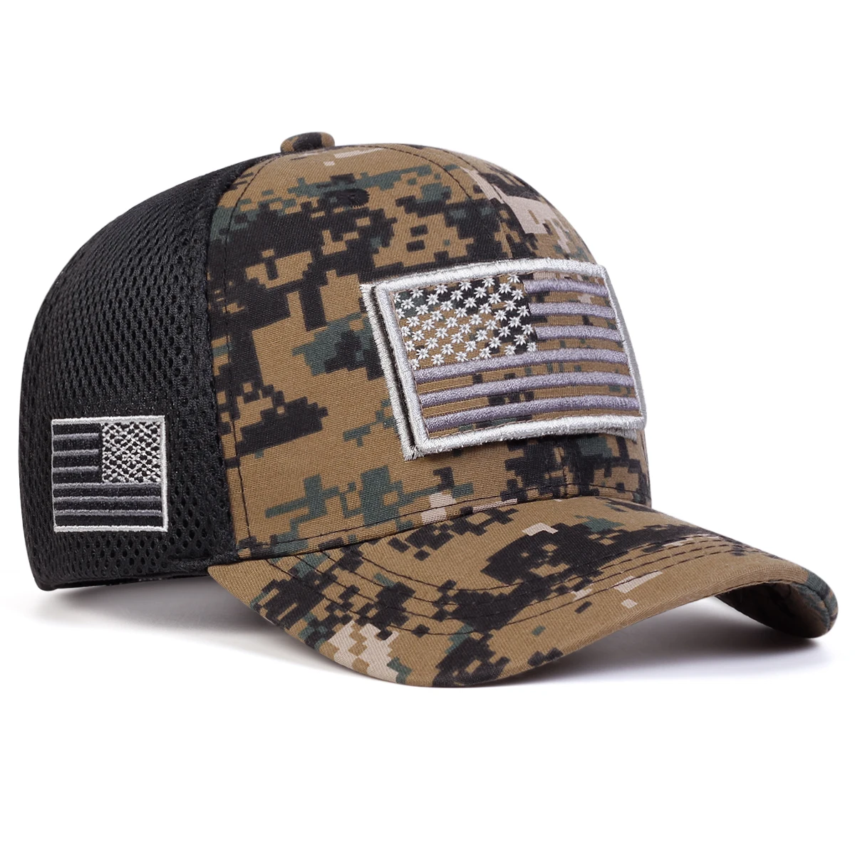 Unisex Amerikanische Flagge Stickerei Camouflage Baseball Net Caps Frühling Sommer Outdoor Einstellbare Casual Hüte Sonnenschutz Hut Kappe – Detail 4