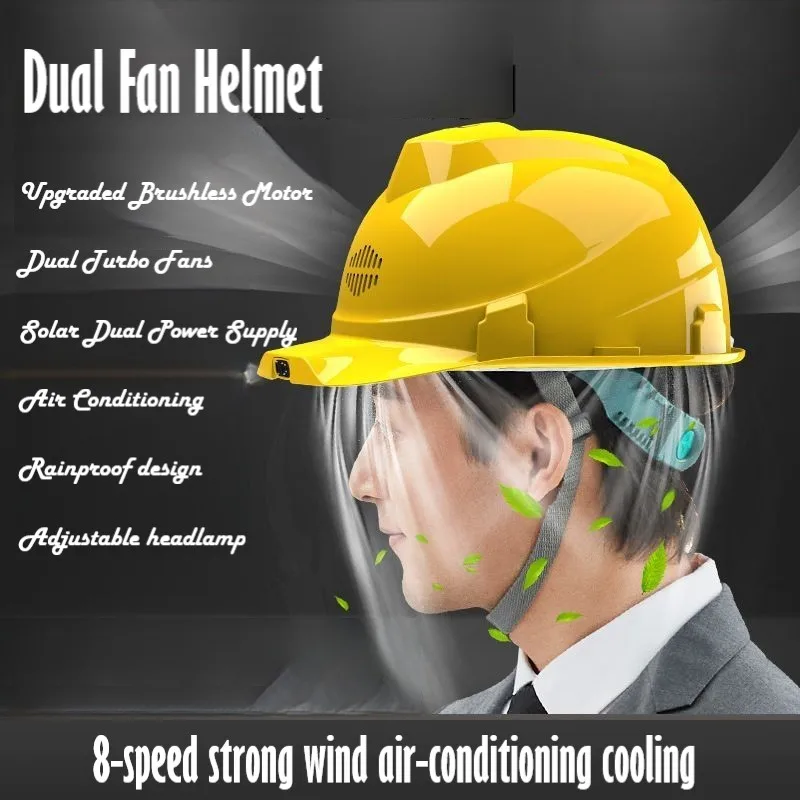 JJM-Q-20000 Safe Helmet Solar Charging Air Conditioning Refrigeration Summer Site Construction Sun Protection