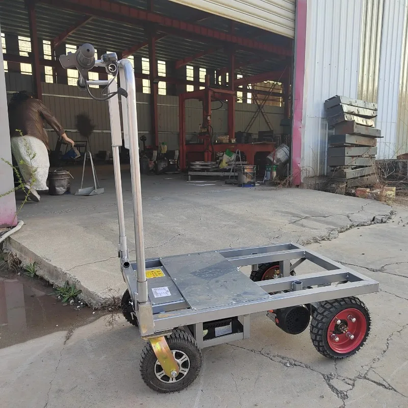 Electric four-wheel flat car, paving car, electric trolley, warehouse goods, flatbed trolley, electric flat car