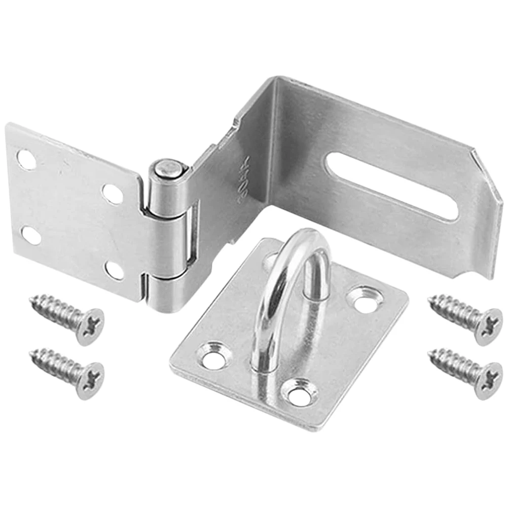 

Stainless Steel Security Hasp Latch 4 Inch 90 Degree Heavy Duty Door Lock for Sliding Barn Garage Doors Anti-Theft Replacement