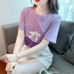 2023 New Women T-shirts Cotton Casual Tee Tops Summer Short Sleeve Female T shirt for Women Clothing