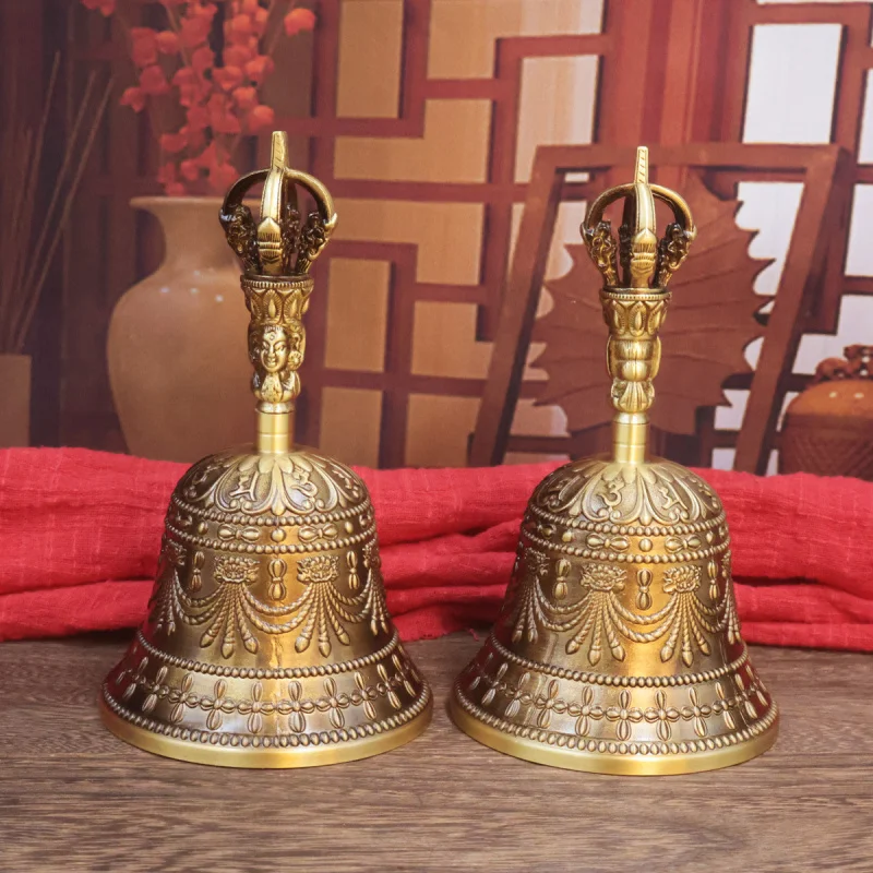 Thickened Ritual Instrument Brass Vajra Pestle Copper Handheld Three Pure Ones Buddha Bell Anti