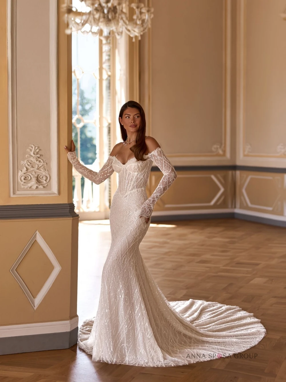Vestido de novia lujoso con cuentas, vestido de novia largo hasta el suelo con hombros descubiertos de ensueño, nuevos vestidos personalizados con cuello en forma de corazón para novia