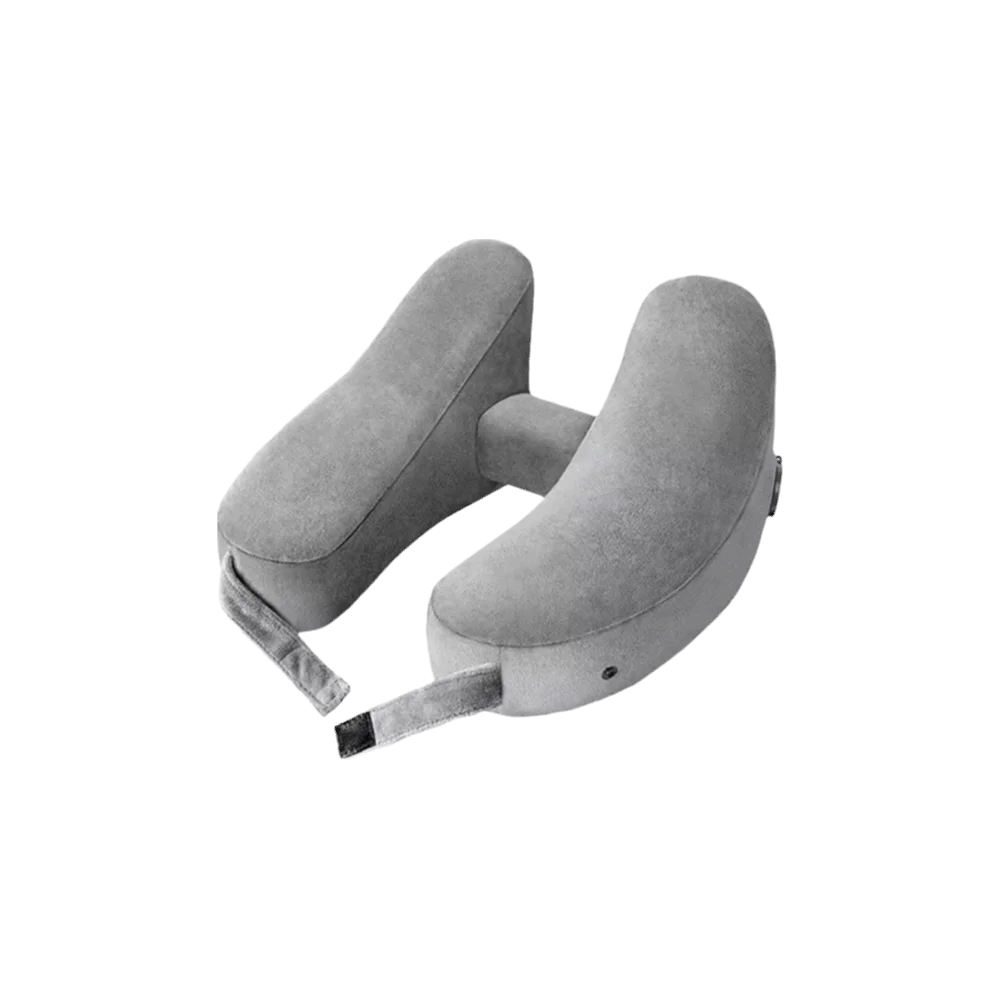 

Soft Velour Cover Inflatable Neck Pillow Massage Feature High-Quality Travel Neck Pillow Storage Bag Aviation Standard