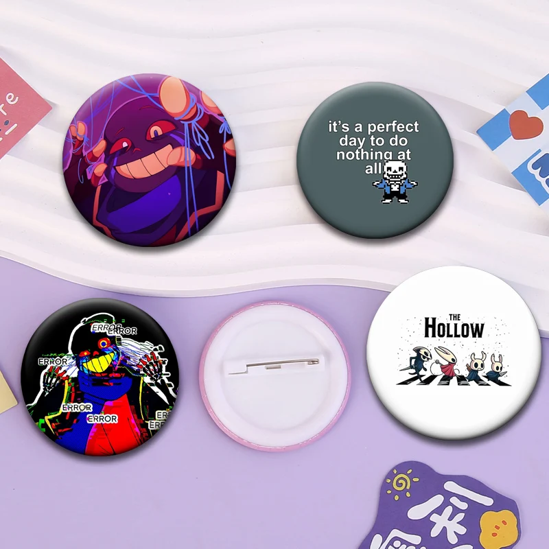 The Hollow Knight Anime Button Pins Sans Undertale Cartoon Badge Round Creative Brooches for Backpack Jewelry Accessories Gifts