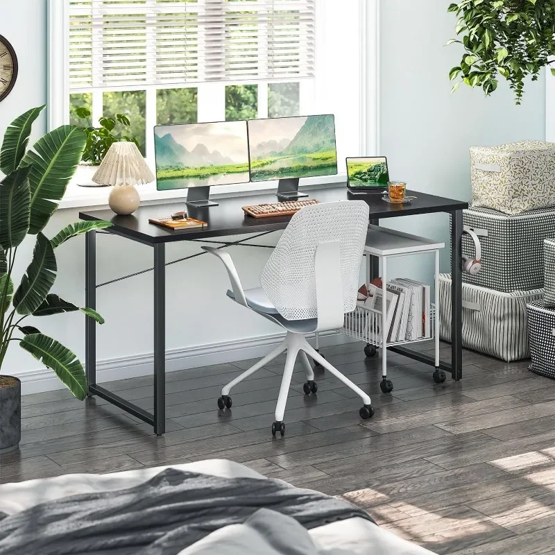 Modern Simple High-Level Color Matching Computer Desk,55/63 Inch Home Office Desk,Makeup Vanity Desk