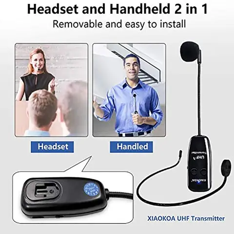 Trådlöst mikrofonheadset UHF trådlöst mikrofonheadset och handhållen 2-i-1 160 fot räckvidd för röstförstärkare, scenhögtalare, undervisning 10 best sales trådlös headsetmikrofon - №6