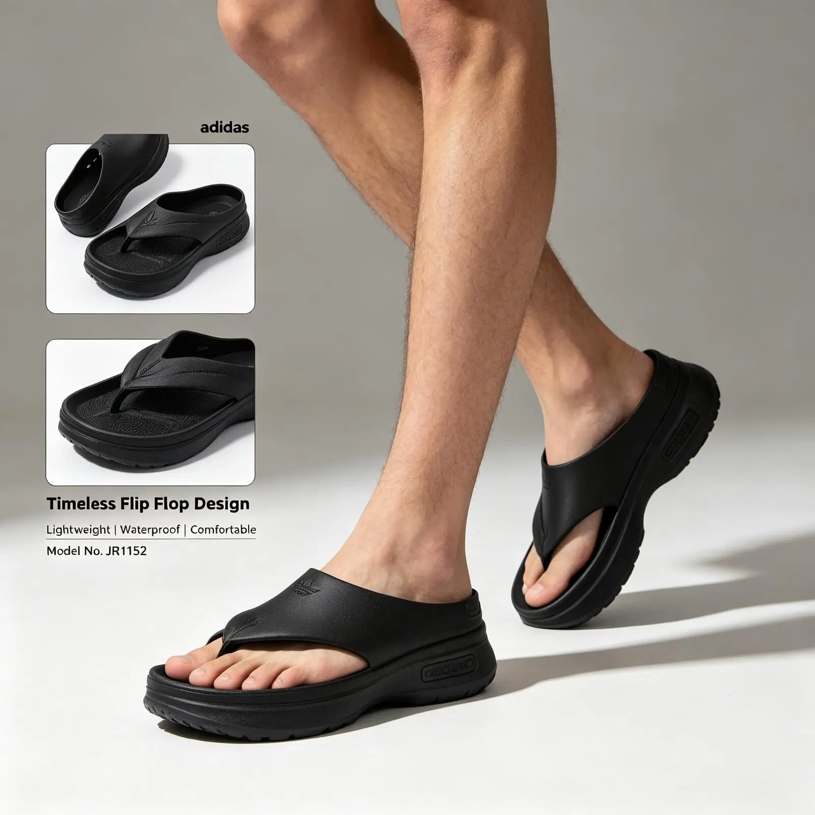 Hot Adidas Originals Women Platform Clogs Slip On Mules Waterproof Synthetic Upper Chunky Thick Sole Streetwear Summer SandalsIE