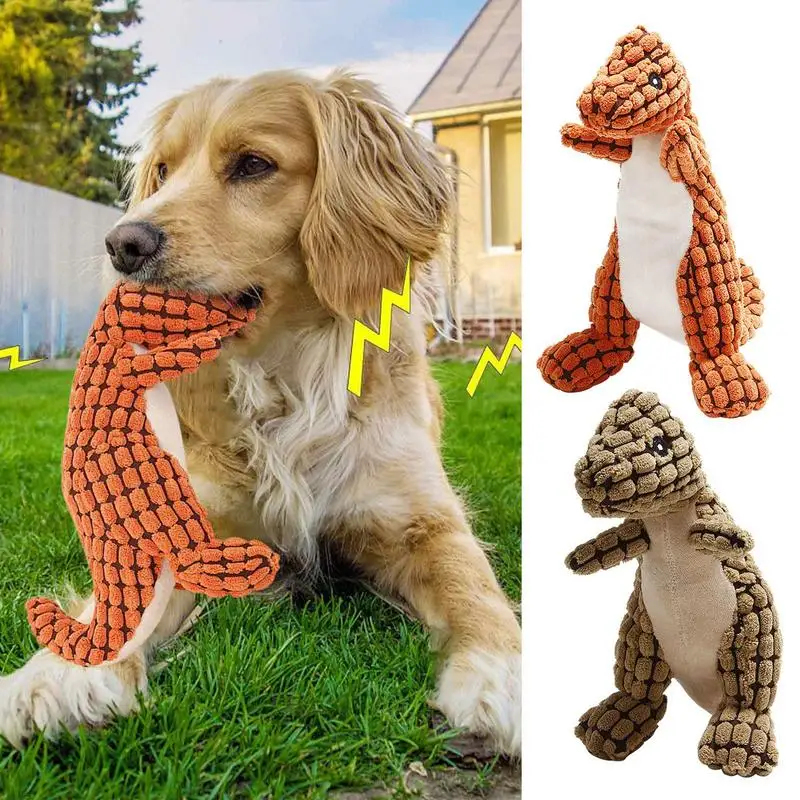 Plush Dinosaur Dog Toy Cute Dog Interactive Puppy Toys Halloween Dog Toy Funny Dinosaur Squeaky Dog Chew Toys For Large Breed