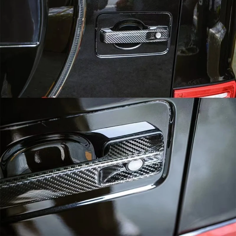 Dry Carbon Fiber Door Handle for G Class W464 G63 G500 2019-2023 Upgrade Paste with logo Exterior Door Handles