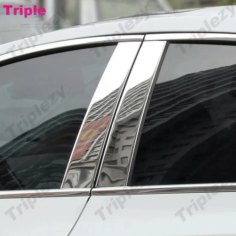 8Pcs Glossy Chrome Car PC Material Pillar Post Cover Trim Window Molding Sticker Mirror Effect For Jetour X90 Plus 2019-2024