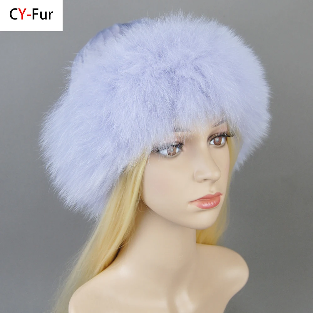 

Luxury Winter Lady Party Fashion Fur Hat Skullies Women Knitted Real Genuine Fox Fur Hats Women Beanies Solid Rex Rabbit Fur Cap