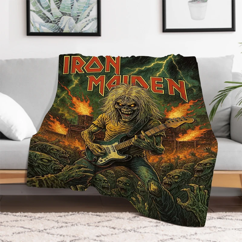 

I-Iron M-Maiden-s Band Blanket Picnic Blankets for Winter Microfiber Bedding Plead Cover Warm Throw Downy Office Throwing Catnap