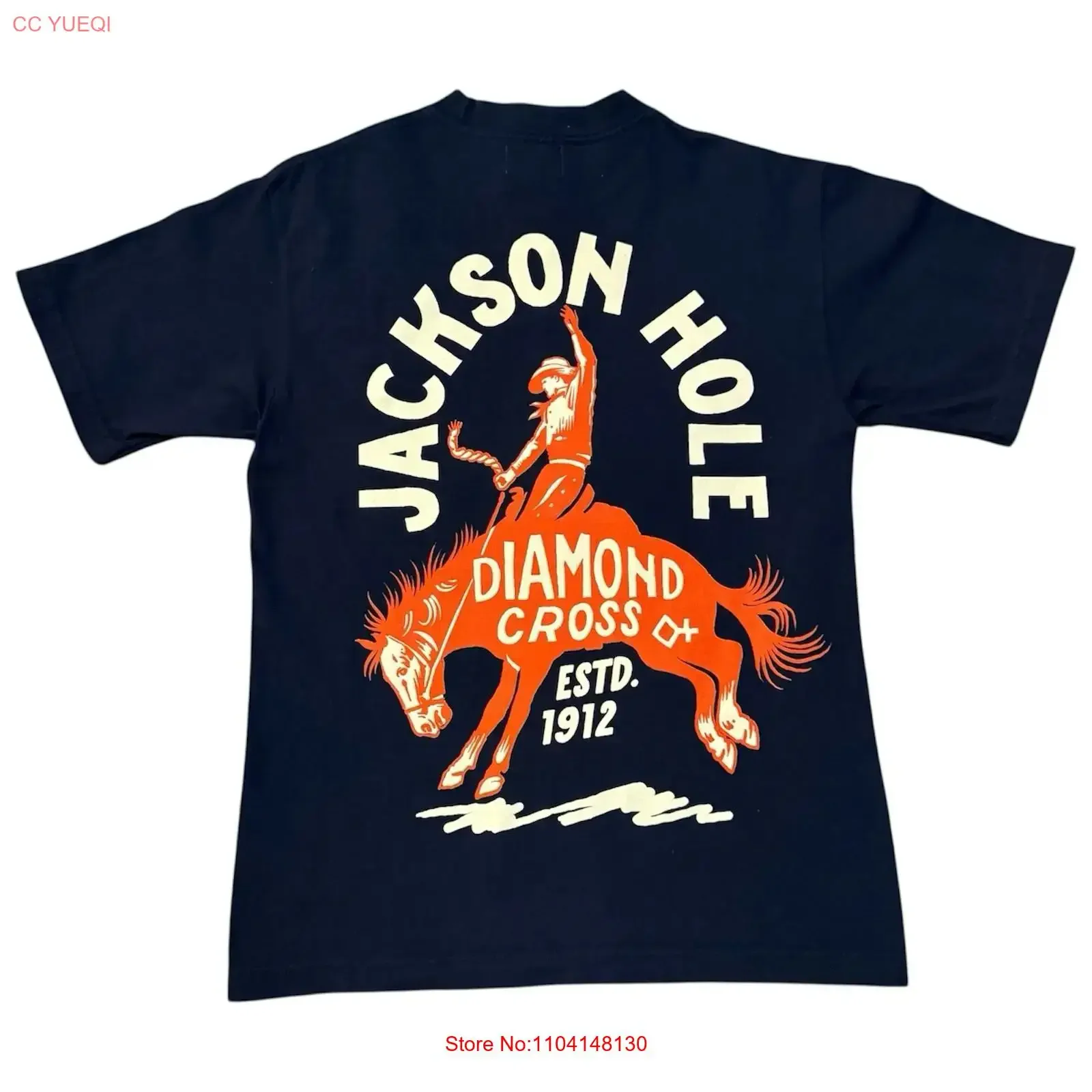Diamond Cross Ranch Navy T Shirt Men's Size Small Jackson Hole Wyoming Cowboy vintage Washed Stylish Casual homme Versatile