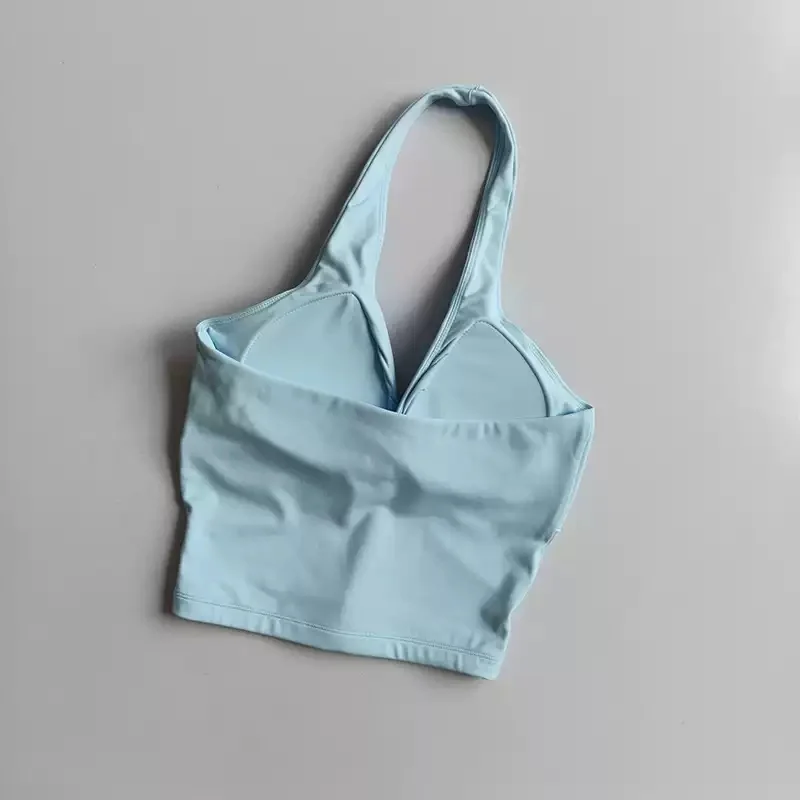 Sexy Sport-Bralette mit offenem Rücken und Neckholder-Ausschnitt für Damen, Push-Up-Yoga-BH mit integriertem Stützsystem für Pilates, Workout und als Alltagsbekleidung – Detail 8