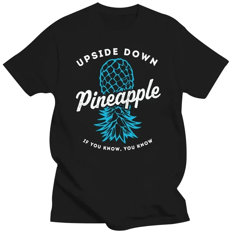 D Funny Swinging Lifestyle T-Shirts Swinger Men Women Tshirts Valentine's Day Tops Casual Tees Upside Down Pineapple Printed Tee