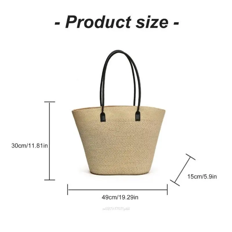 

X5XA Practical Woven Straw Bags Shoulder Bag For Beach Vacation And Everyday Use
