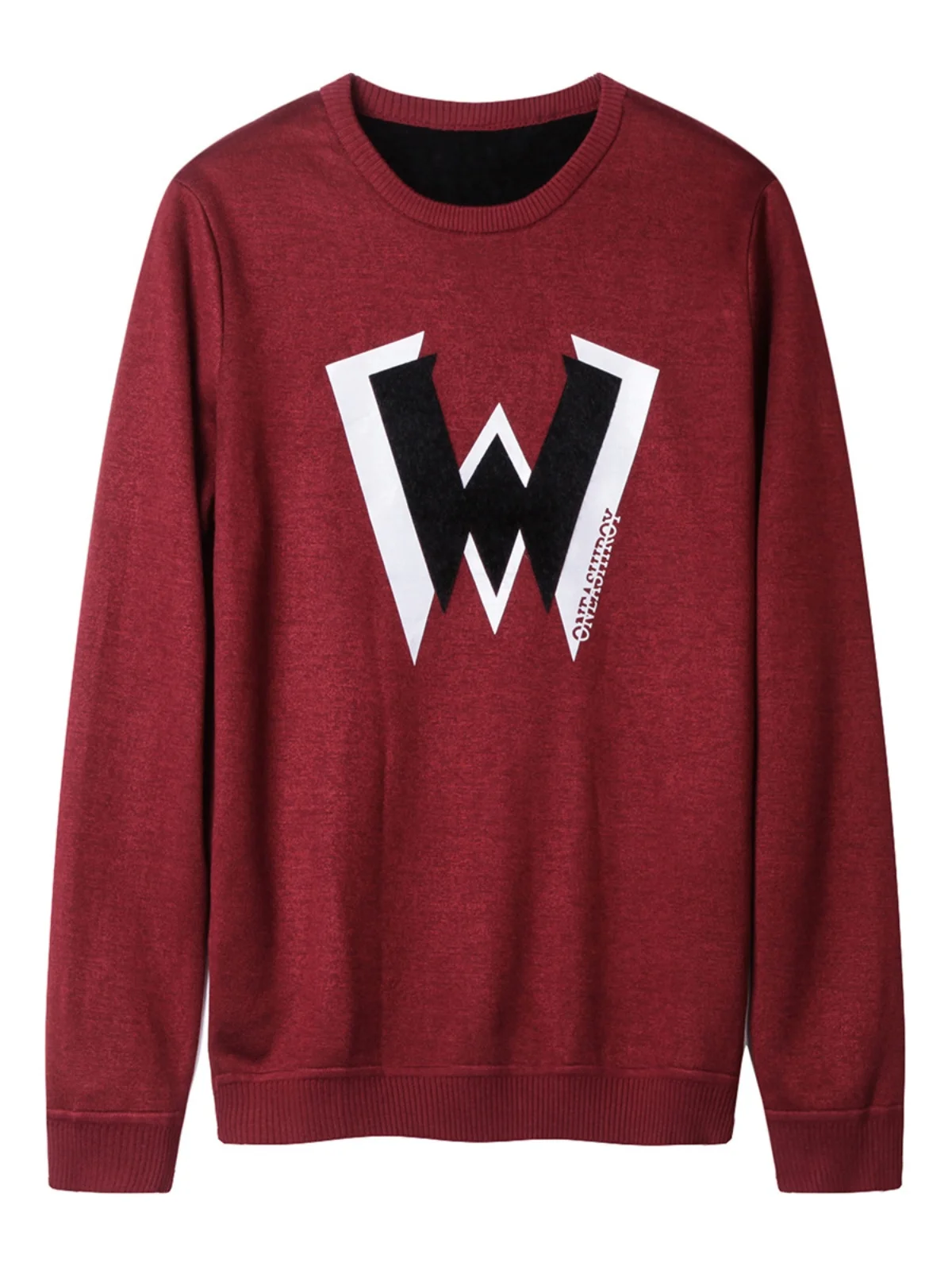 

Romeo Winter Men's round Ne Color Fine Print Fce Lined Casual Long Sve Knitted Sweater Faion Urban Sle