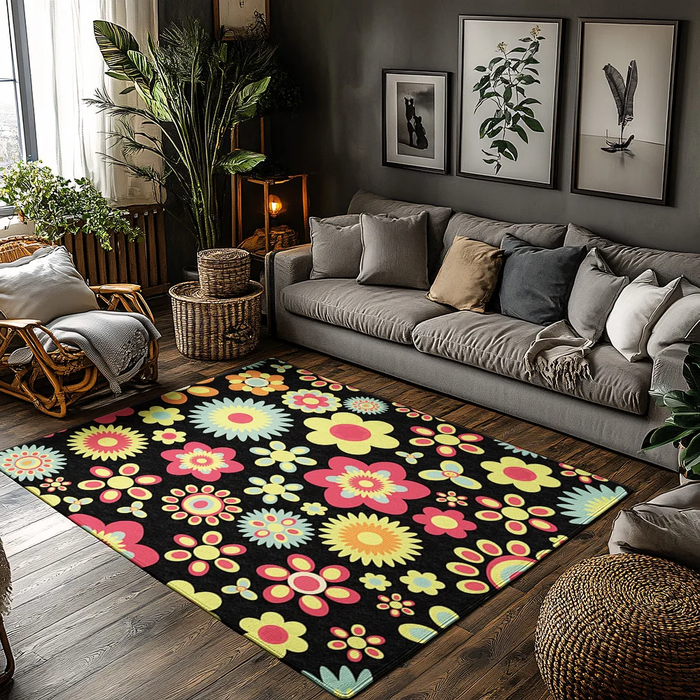 

Floral Doormat Indoor Outdoor Rug Washable Welcome Mat Home Decor Entrance Carpet Cute Flower Pattern Floor Mat Kitchen Area Rug