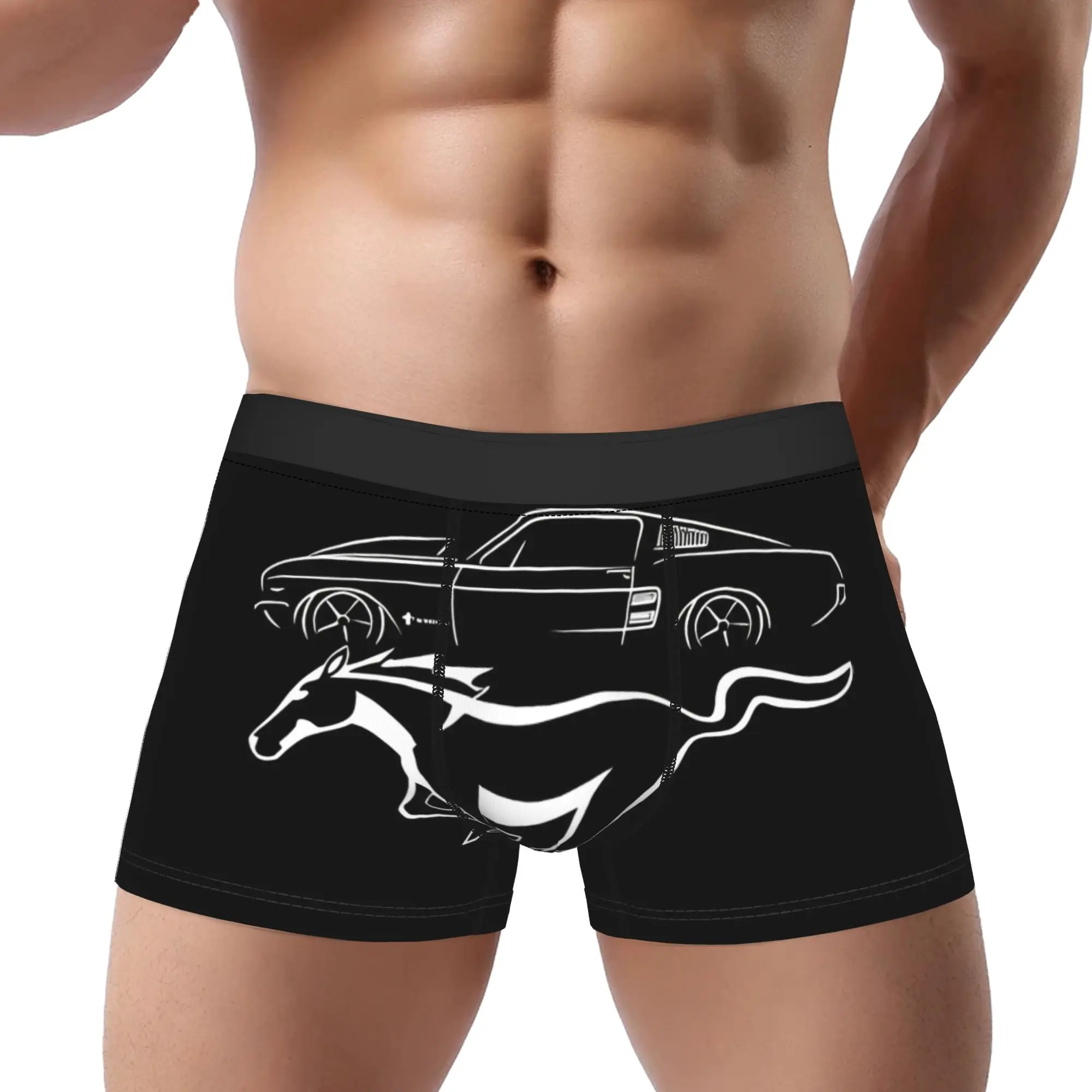 

 Трусы-боксеры мужские M-Mustang с белым принтом-эмблемой, дышащие, удобные шорты