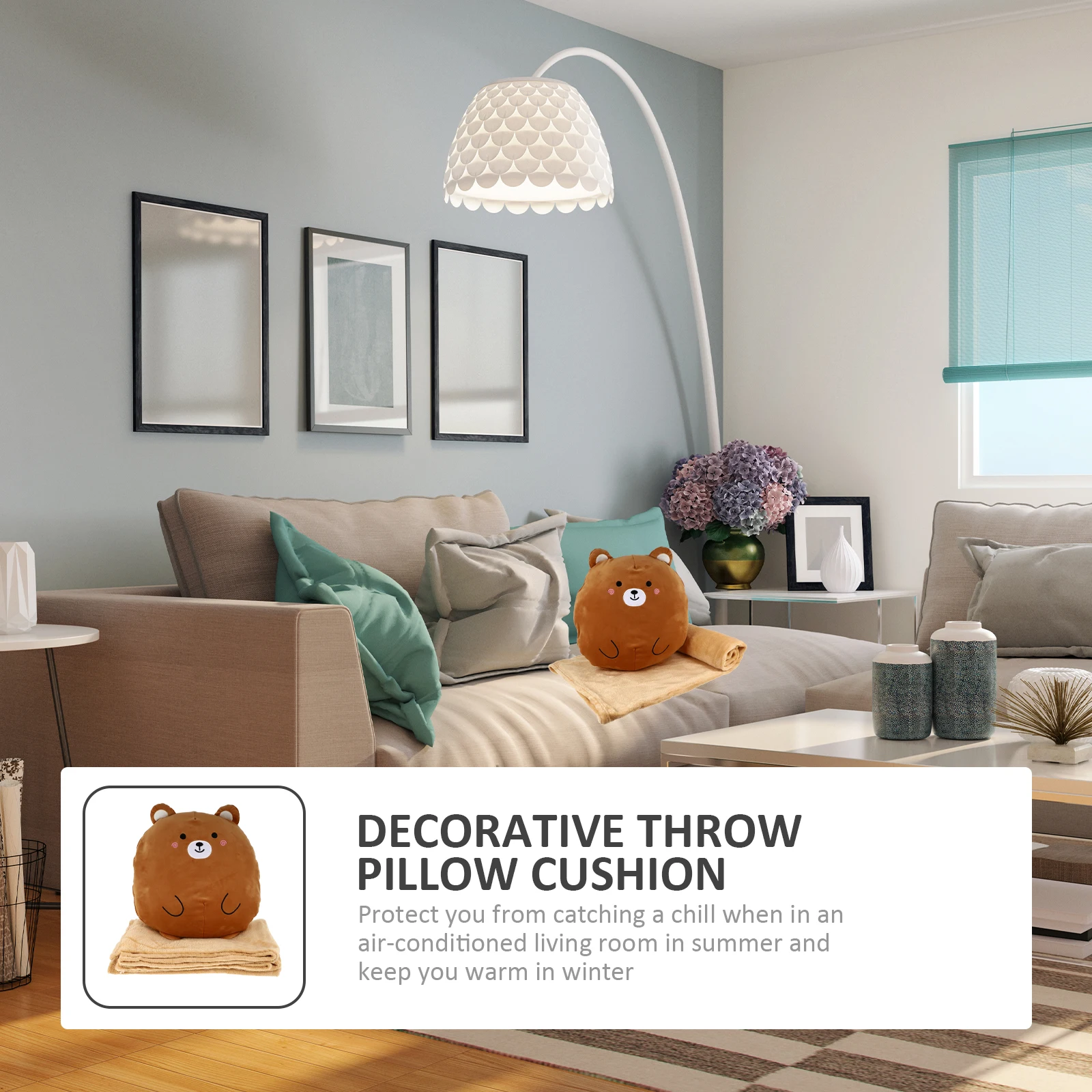 

Summer Cool Pillow Reusable Cloth Lovely Bear Design Air Conditioned Room Knee Protection Throw Lovely Throw Pillow Blanket