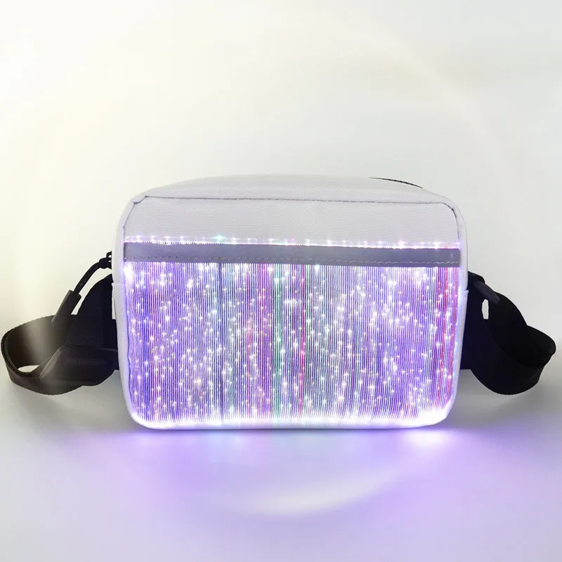 2025 New Fashion Luminous LED Colorful Crossbody Shoulder Bags Optical Fiber Shine Square Bag Women Men Messenger Bag