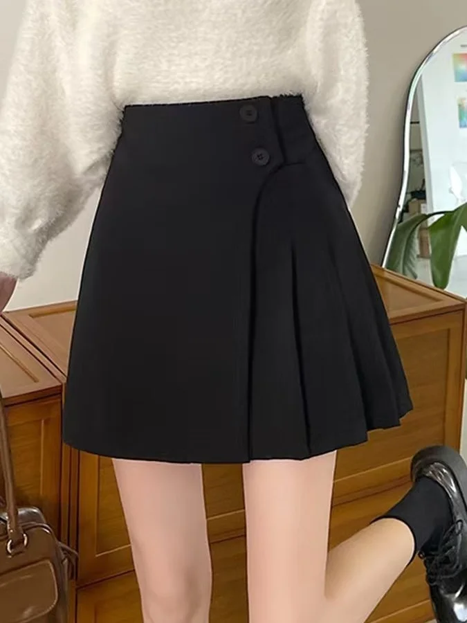 Asymmetrical High Waist A-Line Short Skirt Pleated for Thick Legs Spring Summer New Style Clothing Women's Fashion Skirts