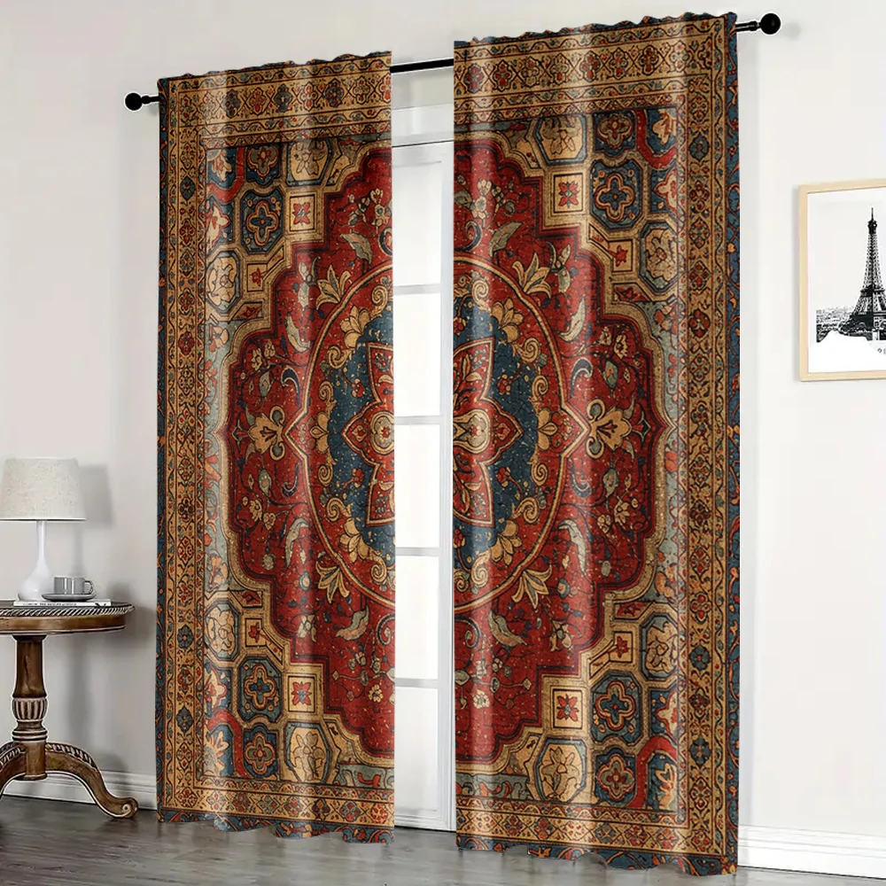 

2pc, Curtain Morocco inspired abstract mosaic Blackout Polyester Versatile Suitable for Holiday Parties, Home Decor