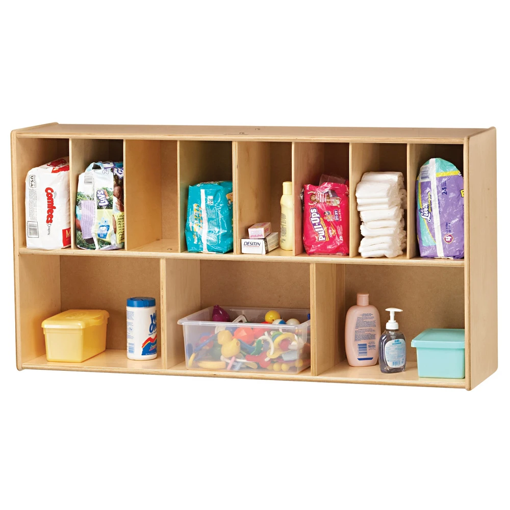 Wood Children's Cabinet Storage Set for Bedroom & School Includes Stairs to Foster Kids' DIY Skills Nursery Organization